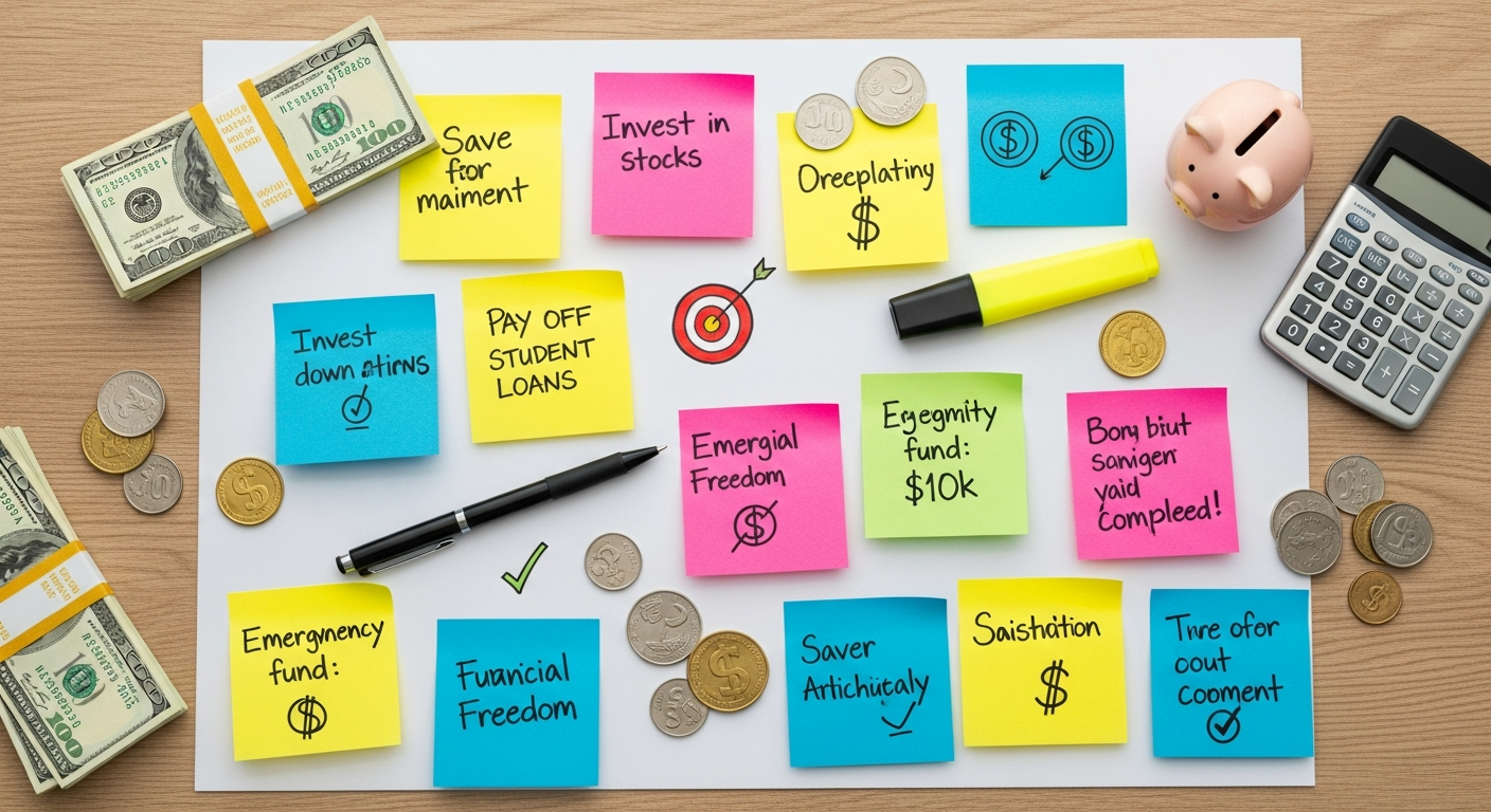 Professional illustration of setting and achieving financial goals