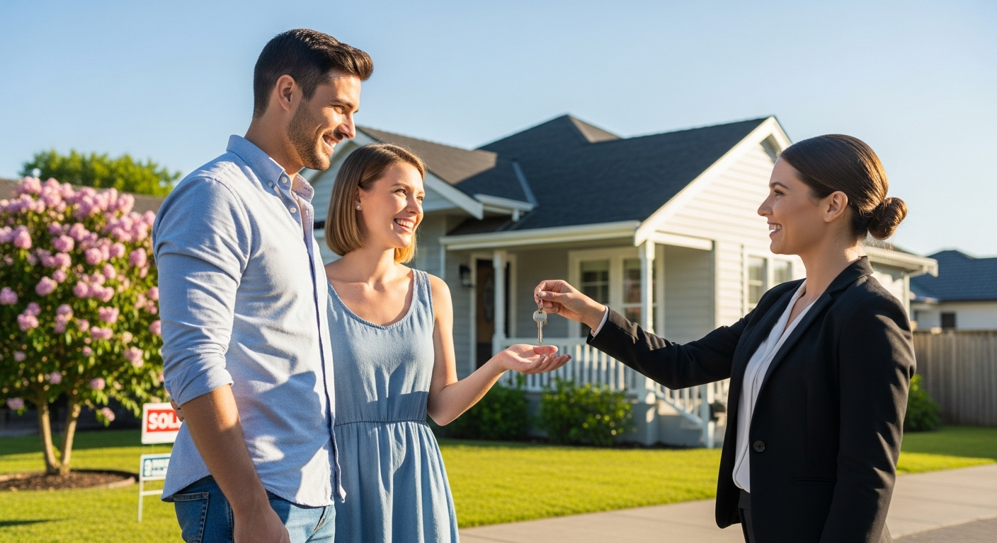 Professional illustration of first-time homebuying and home ownership