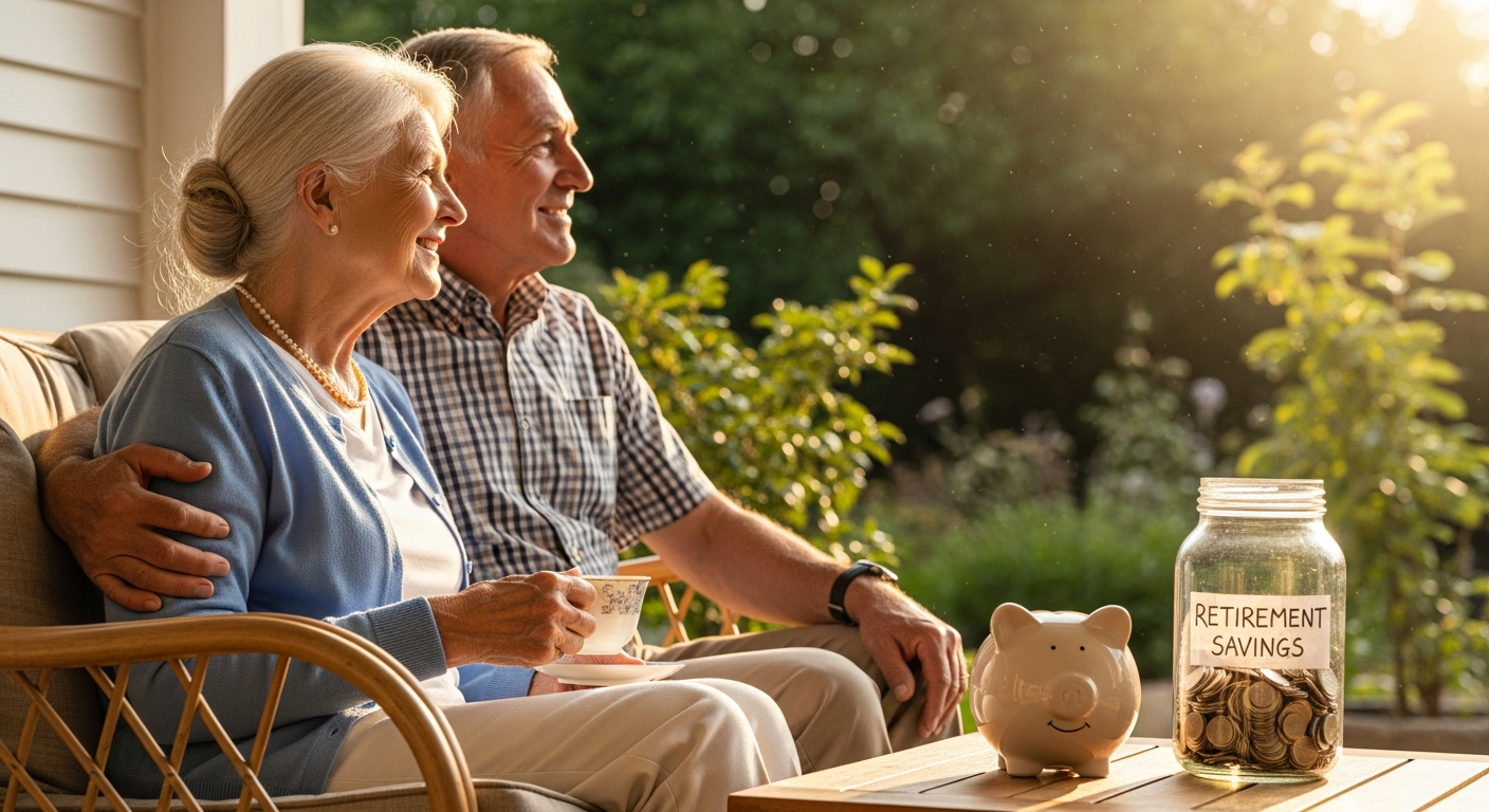 Professional illustration of retirement savings and planning